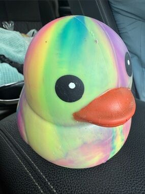 Multicolor Marbled Squishy Squeezy Duck-Toymendous